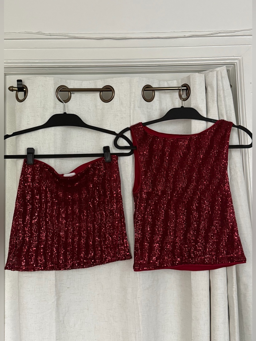 Lovers + Friends Red Burgundy Sequin Set